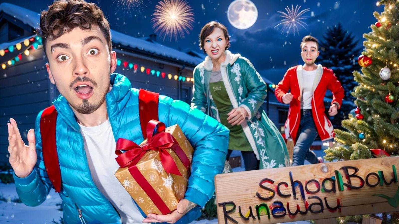 СБЕГАЮ С НОВОГО ГОДА ЗЛЫХ РОДИТЕЛЕЙ В SCHOOLBOY RUNAWAY В МАЙНКРАФТ!