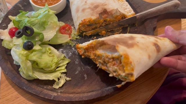 Mushroom & Spinach Calzone at Diggin Cafe in Delhi