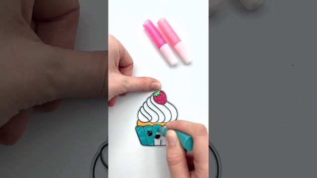 Jelly painting Cupcake 🧁 #painting #sticker #suncatcher #windowart #shorts #diycrafts #coloring