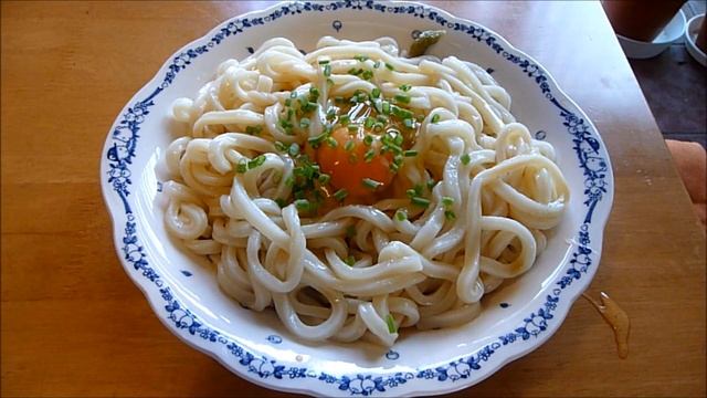 Raw egg over Udon noodles. ぶっかけうどん