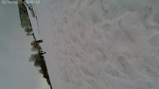 Зимой на речке с внуками.