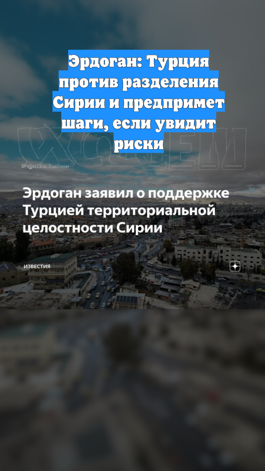 Эрдоган: Турция против разделения Сирии и предпримет шаги, если увидит риски