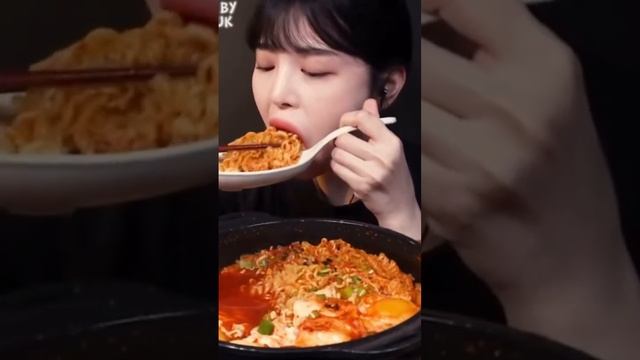 Spicy Ramen Soup W/ Egg, Tofu, + Bimbab Roll