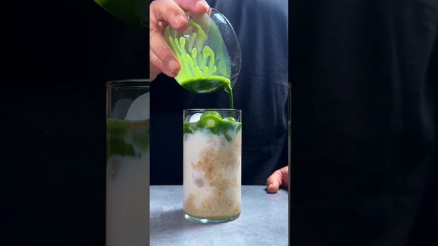 POV: Iced matcha with fig and almond milk  #matchalove #matcha #drink