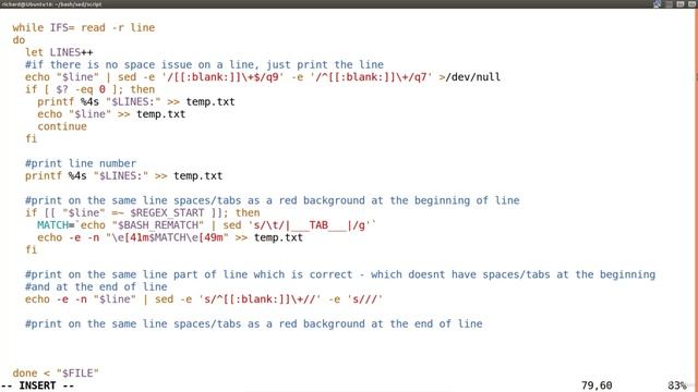 18. SED script PART6 - show spacestabs also at the end of lines