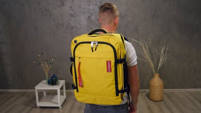 Рюкзак сумка чемодан для ручной клади 55x40x20 Optimum Air, желтый