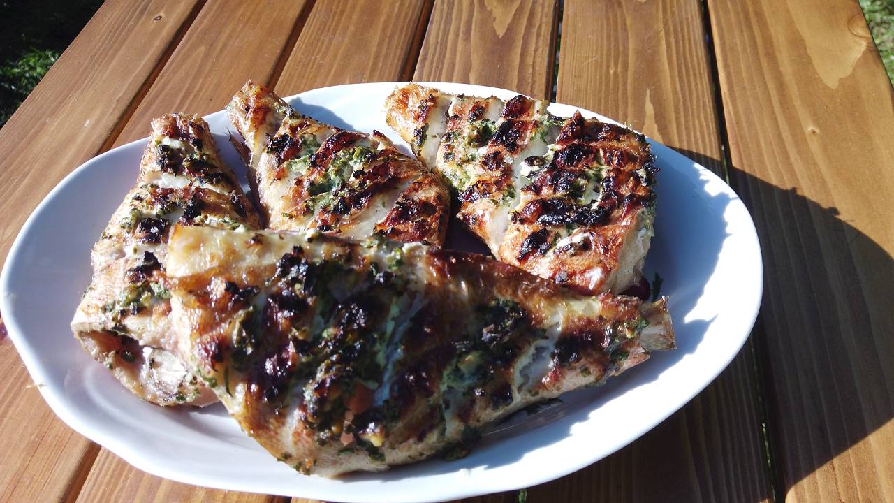 Морской окунь на углях. Вкусный и быстрый рецепт.