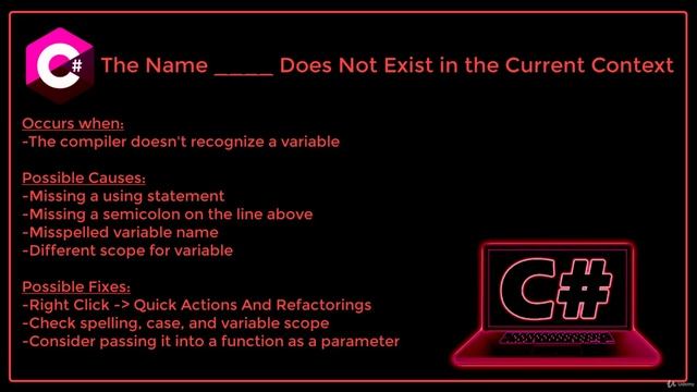 13. The Name ____ Does Not Exist in the Current Context