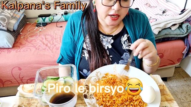 2x Spicy Korean Ramen Mukbang*very spicy*🌶|Kalpana's Family|