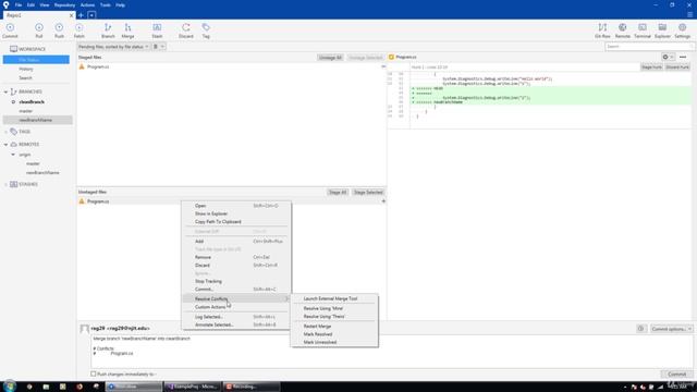 12. Merging Code and Fixing Merge Conflicts