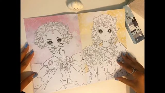 Anime princesses adult coloring book flip through pt. 3