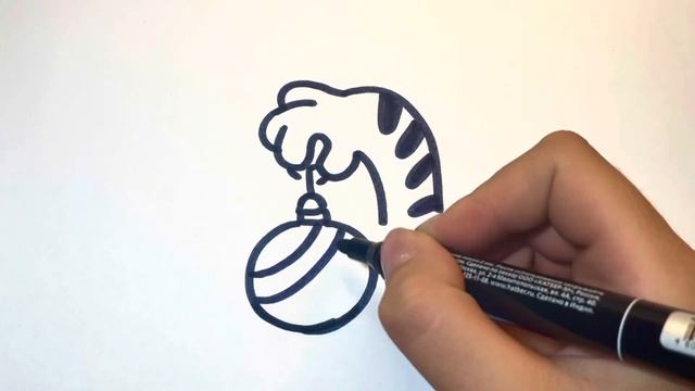 Как нарисовать лапку и шарик