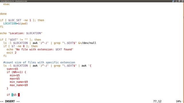 18. AWK script PART 6 - setting largest and smallest file