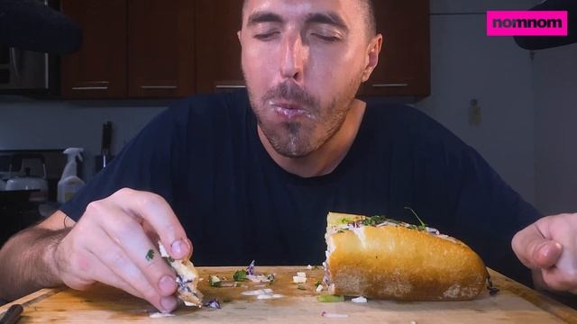 ASMR Eating Giant Cheesy Steak Sub ! No Talking Mukbang