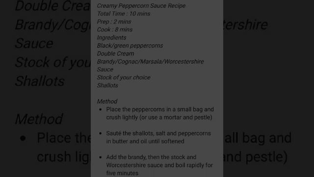 Creamy Peppercorn Sauce Recipe