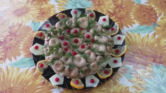 Салат" Грибная Полянка" Рецепт нежного и вкусного салата