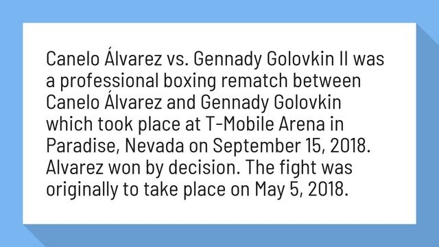 Where is the Canelo vs GGG 2 fight?