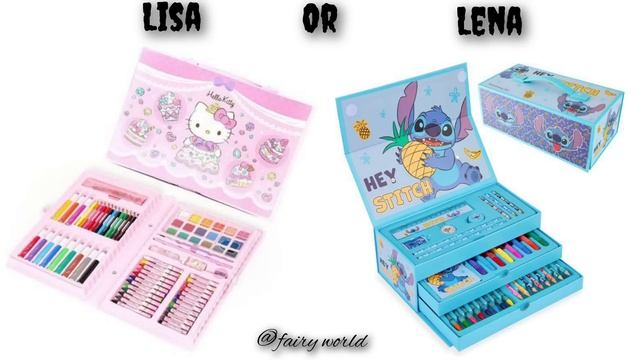 lisa or lena💞hello kitty vs stitch💞 clothes,cutestuff& schools supplies
