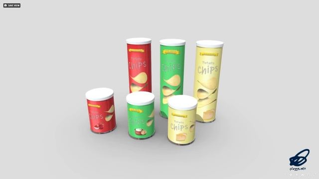 Potato Chips Tube Pack - low poly PBR 3d model