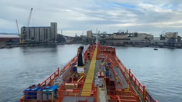 Sete, France - entry to port. Vessel arrives port Sete in south of France.