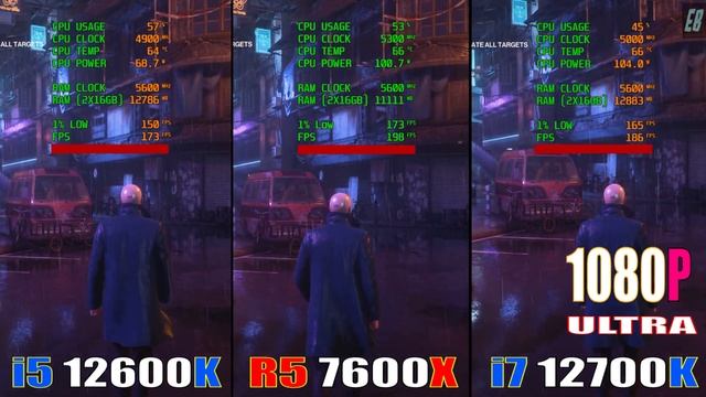 INTEL i5 12600K vs RYZEN 5 7600X vs INTEL i7 12700K // PC GAMES BENCHMARK TEST //