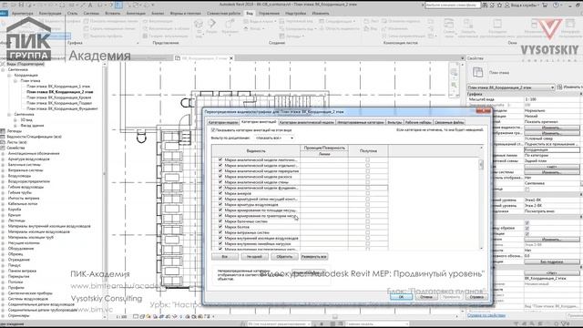 [Курс «Autodesk Revit MEP: Продвинутый уровень»] Настройки. Меню видимость/графика. Категории модели