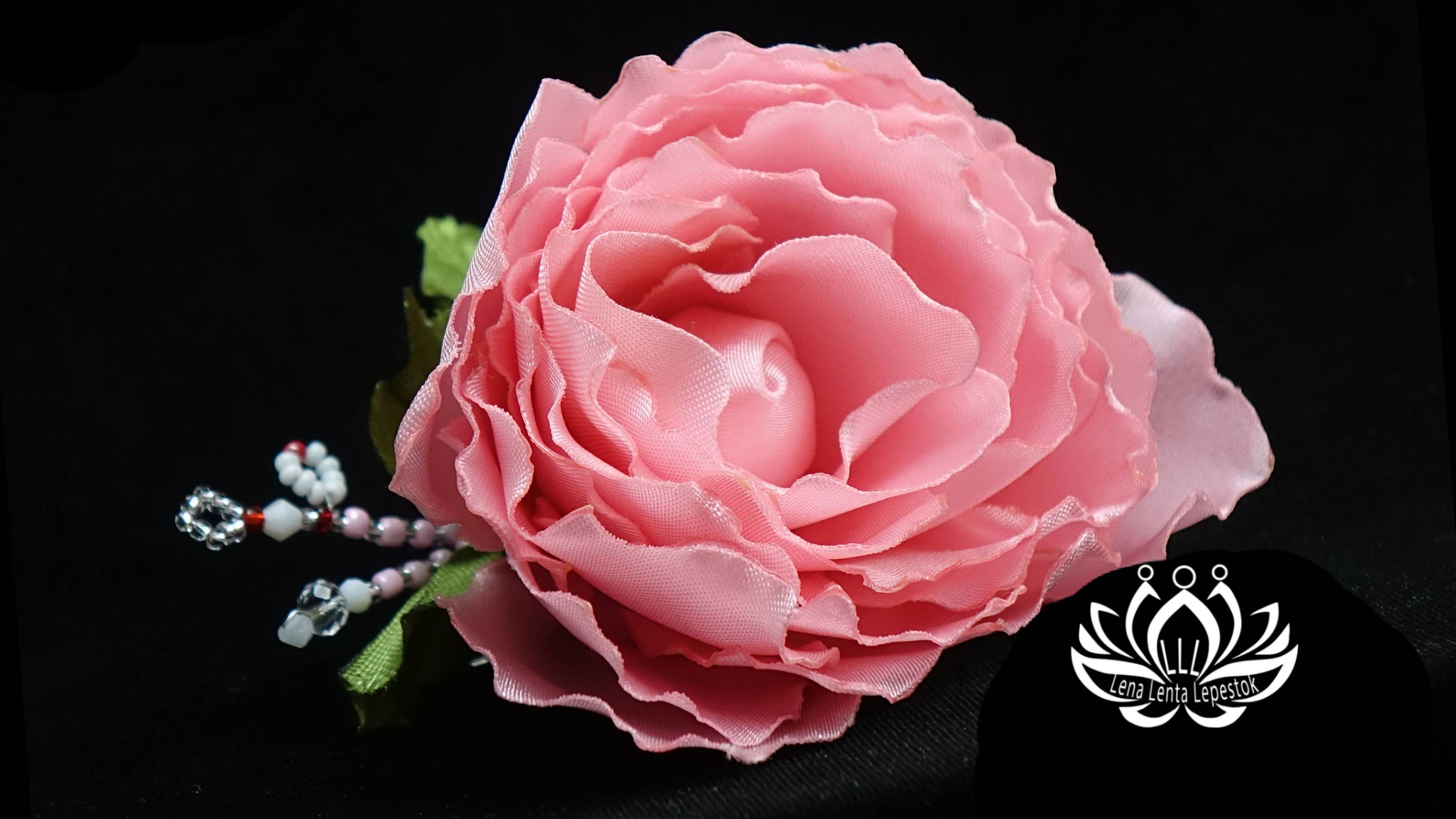 Заколка-брошь ручной работы "Роза" Цветы Канзаши на волосы Ваши.