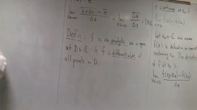 Complex Analysis Lecture 6—Limits, analyticity and the Cauchy--Riemann equations