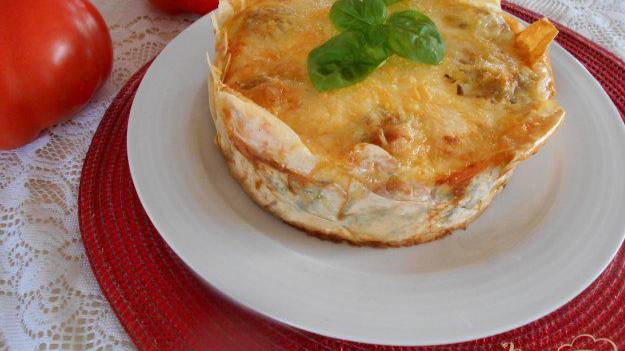 Пирог со шпинатом и мясными шариками