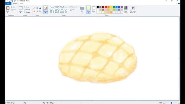 How I Draw Melon Bread Anime Food Drawing | How to Draw Anime MS Paint Tutorial