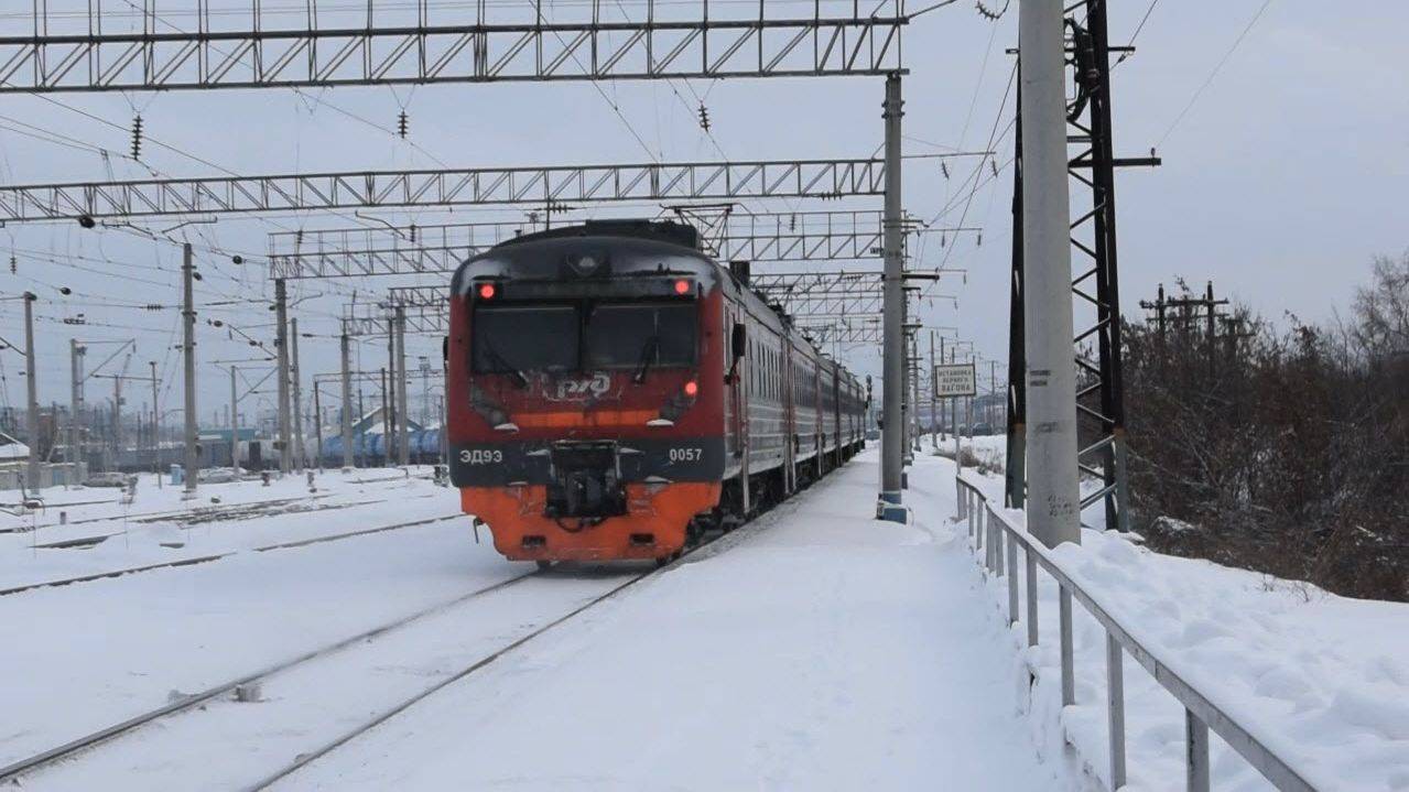 Электропоезд ЭД9Э-0057. Покатушки от Шпагино до 44км+отправление.