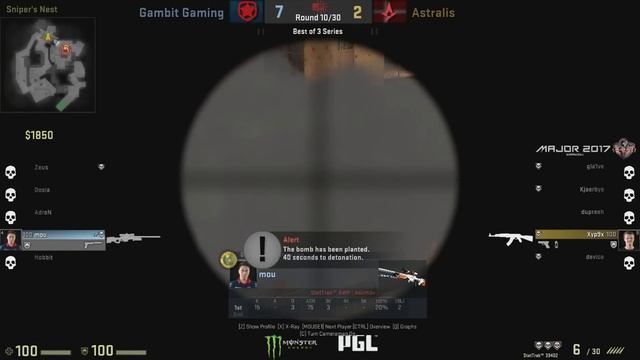 Gambit mou 33-11 ALL KILLS vs Astralis Overpass @ KRAKOW MAJOR 2017