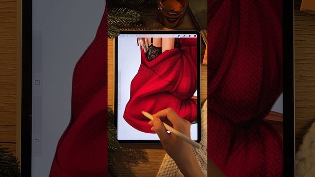 Процесс рисования зимней и атмосферной иллюстрации🎄 как вам результат?