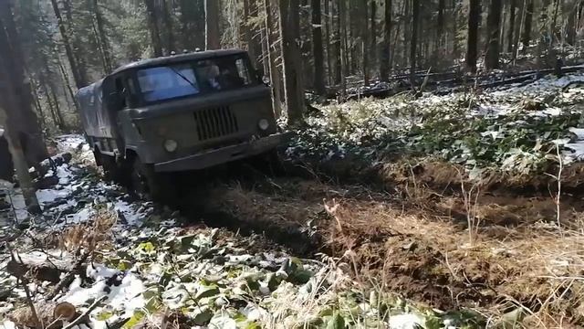 Заезд в кедровник в распутицу, на добычу кедровых орешек. ГАЗ-66.
