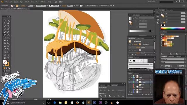 Draw, Ink and Color in Adobe Illustrator Vector Burger, Part 04 (of 7)