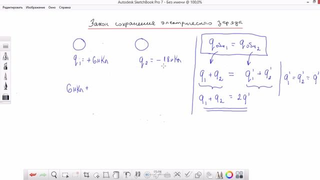 Закон сохранения электрического заряда ч2