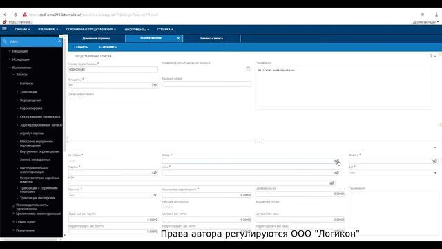 Процесс Корректировка в Инфор WMS 11.0.3 _ Process Adjustment in Infor WMS 11.0.3