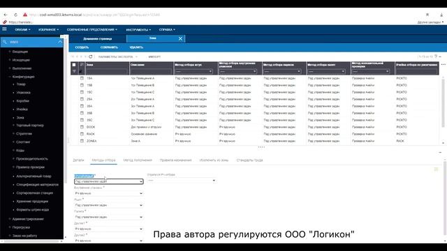 Топология склада. Зона в Инфор WMS 11.0.3 _ Warehouse topology. Zone in Infor WMS 11.0.3