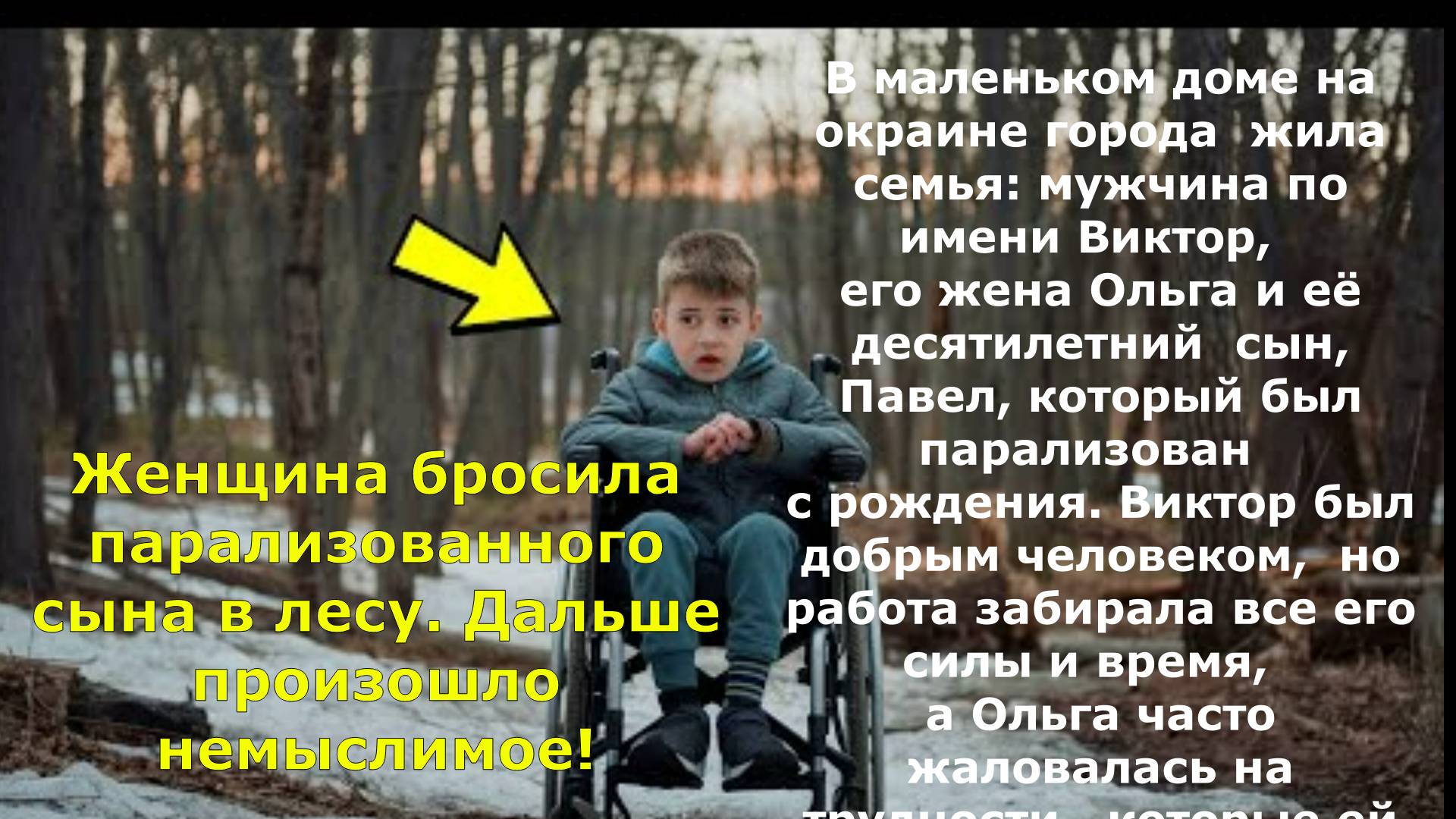 Женщина бросила парализованного сына в лесу. Дальше произошло немыслимое!