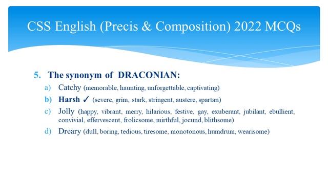 CSS English (Precis & Composition) 2022 Solved MCQs   Part 1