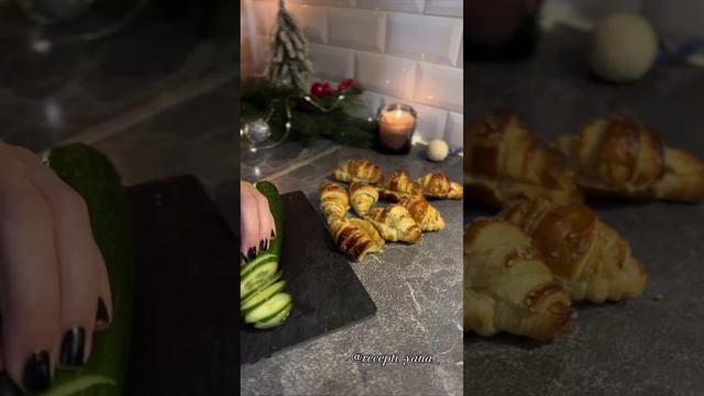 Мини круассаны с ветчиной и творожным сыром 🥐