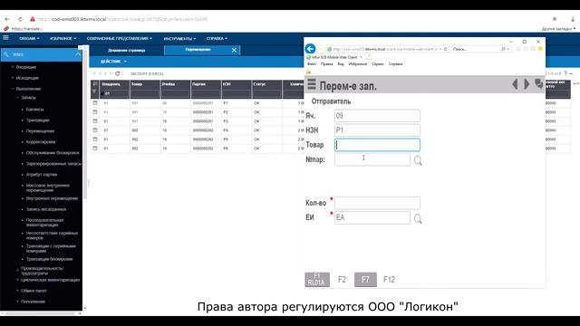 Процессы Перемещения и Размещения без задач в Инфор WMS 11.0.3 / Processes of Move and Replimeshment