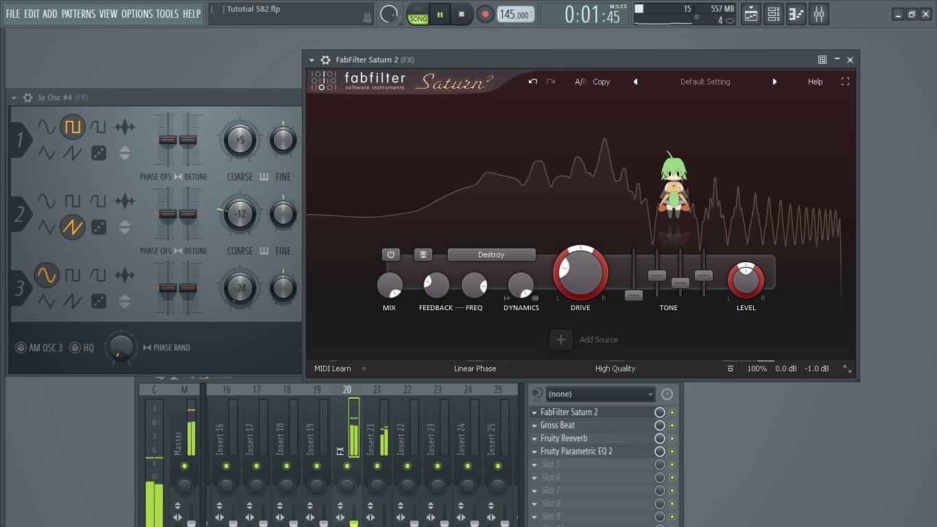 FabFilter Saturn 2 плюс 3x Osc ритмичный голосовой эффект