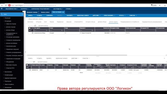 Динамический отбор / Dynamic Selection Infor WMS 11.0.3