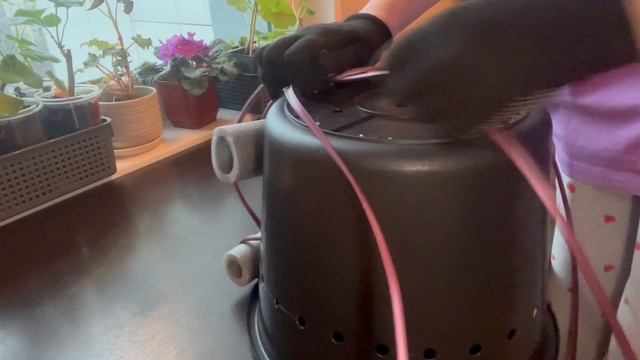 Кашпо из ротанга - горшочек с бантиком