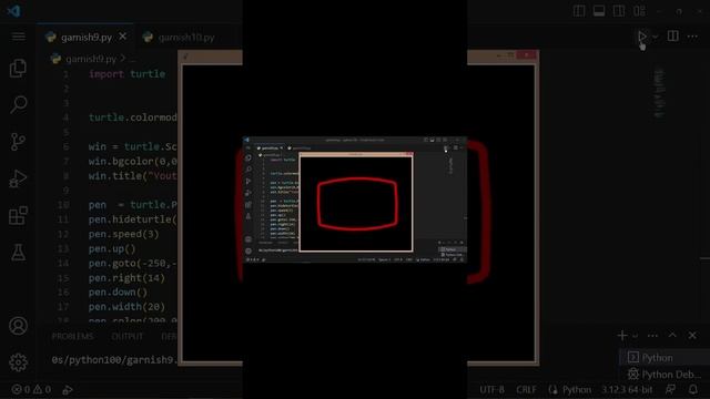 Design a YouTube Logo with Python in 1 Minute(code in comments) #coding #trending #logo