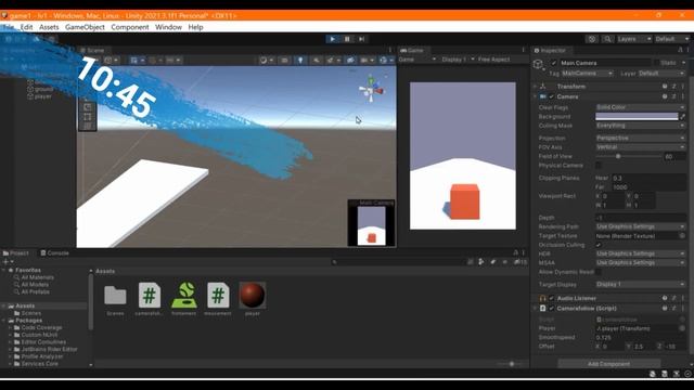 Unity 3D Game Dev Learnvlog #2--following-camera/vectors in space ?/player mouvements/scorring UI