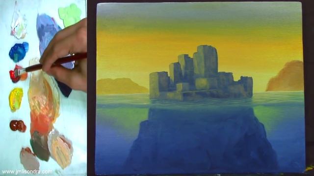 How to Paint Surreal Floating Castle and Whale Shark in Acrylics