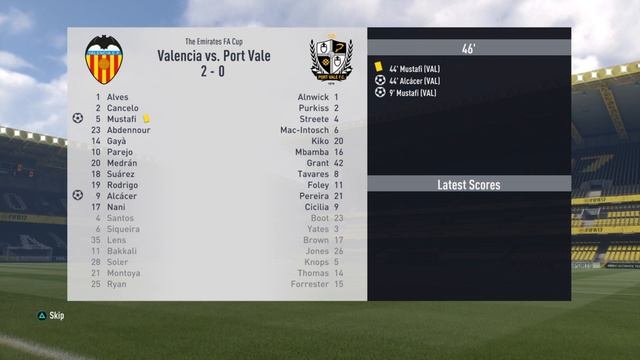 Valencia v Port Vale FIFA Sim