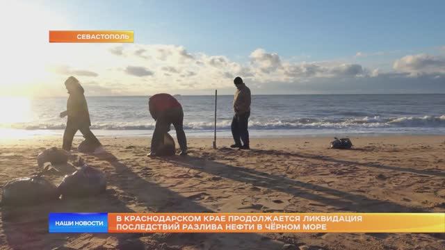 В Краснодарском крае продолжается ликвидация последствий разлива нефти в Чёрном море